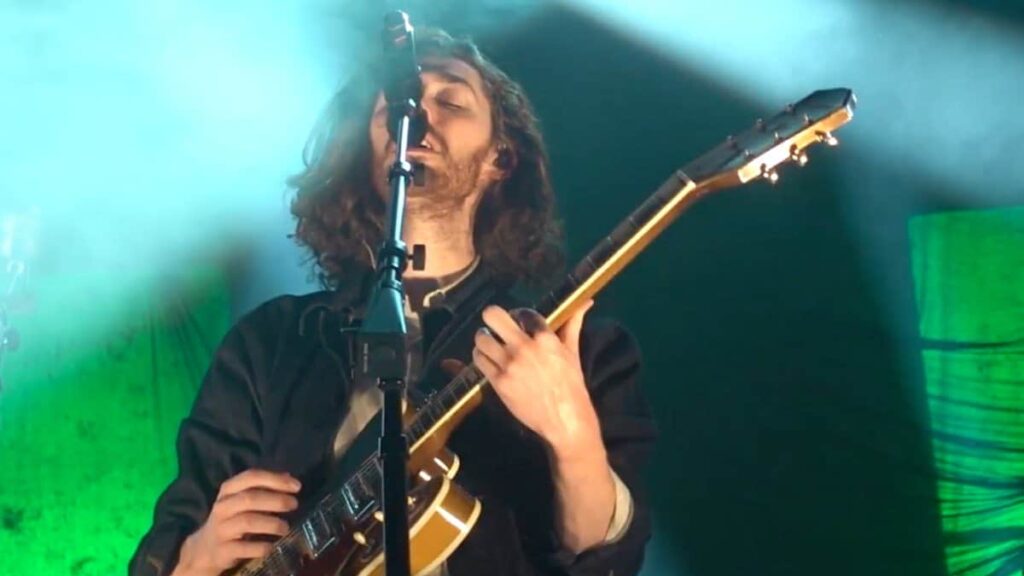 Hozier biography portrait — performing on stage during the Nobody tour.