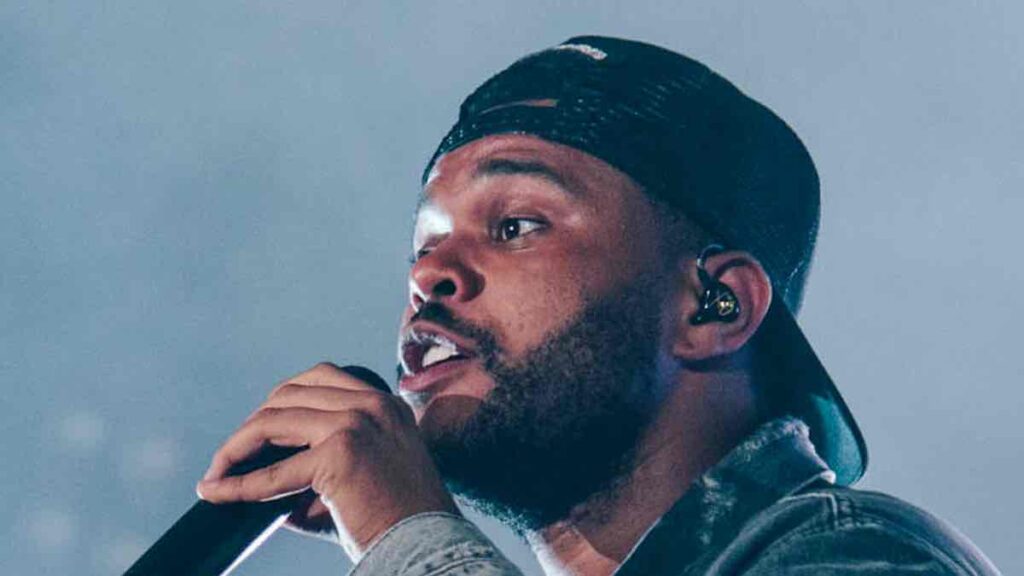 The Weeknd biography portrait — performing live at FEQ in July 2018.