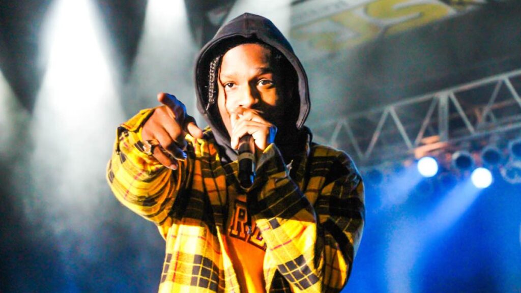 ASAP Rocky biography portrait — performing live on stage in 2013.