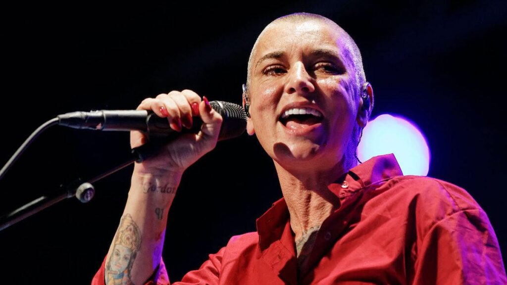 Sinéad O’Connor biography portrait — performing live on stage at Festival de Cornouaille.